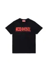 Diesel Kids' Open-necked Black Shirt In Red
