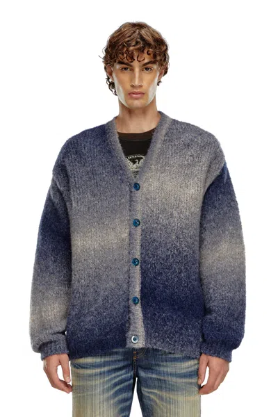 Diesel Dégradé Cardigan In Alpaca Blend In Blue