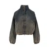 Diesel De-flower Jacket In Medium Blue With Faded Effect Women