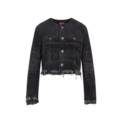 Diesel Laser-engraved Cotton-hemp Denim Jacket In Black
