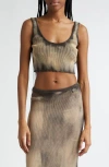 Diesel M-deidra Bleached-effect Crop Top In Ebony