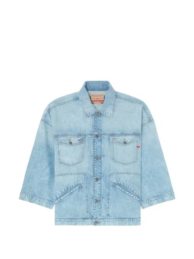 Diesel De-lin Bartack-stitch Denim Jacket In Blue