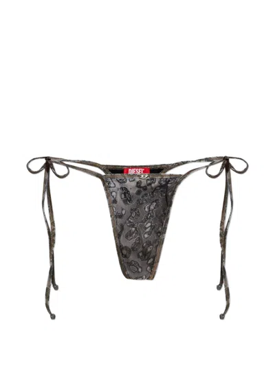Diesel Demy-utlt Patterned Tie Bikini Bottoms In Gray
