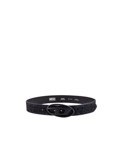 DIESEL DIESEL LOGO BUCKLE EMBELLISHED DENIM BELT