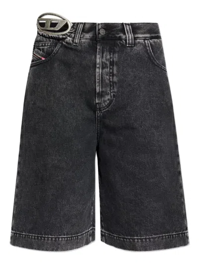 Diesel Denim Bermuda Shorts In Black
