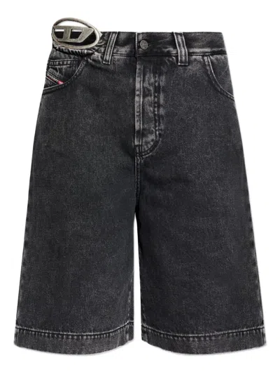 Diesel Denim Bermuda Shorts In Black
