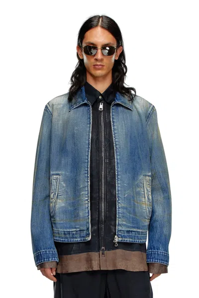 Diesel Denim Blouson Jacket With Dirt Wash In Blue
