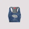 Diesel Denim Crop Top With Jewel Buckle In Denim