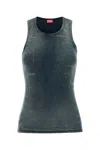 Diesel Denim Blue Stretch Cotton T Go Tank Top In Green