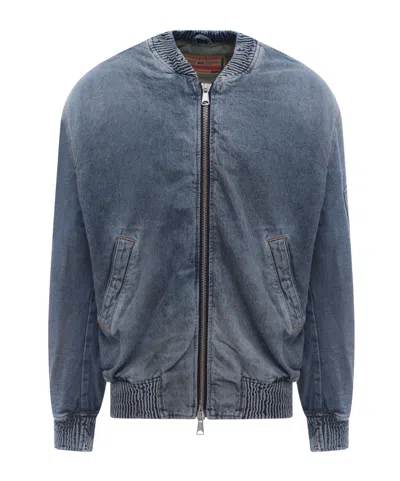 Diesel Denim Bomber Jacket In Blue