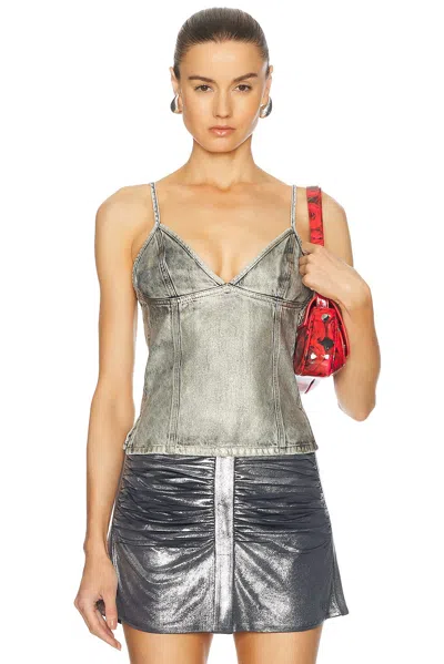 Diesel Denim Camisole Top In Silver Metallic