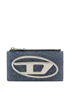Diesel Denim Card Holder In Blue