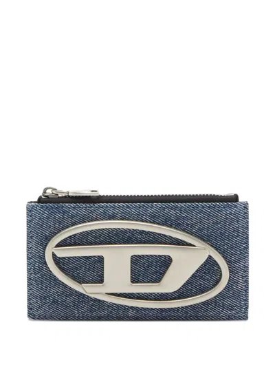 Diesel Denim Card Holder In Blue