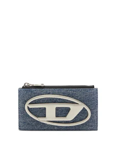Diesel Denim Card Holder In Blue