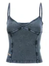 Diesel Womens 01a T-ony Denim-effect Stretch-cotton Jersey Cami Top In Blue