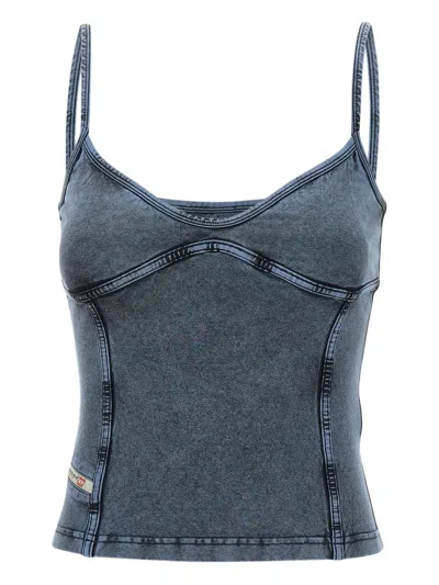 Diesel Denim Corset Top In Blue