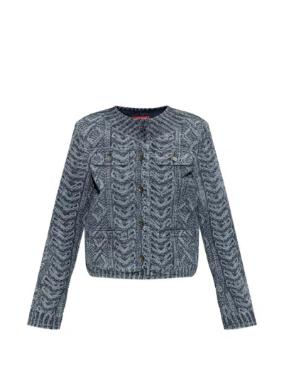 Diesel Denim Cotton Jacket In Gray