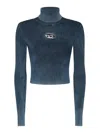 Diesel Cropped Slim-fit Top With Ribbed Texture In Denim