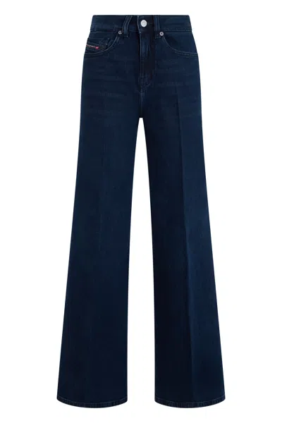 Diesel Denim Cotton Wide-leg Jeans For Women In Animal Print