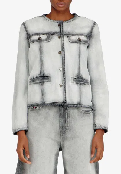 Diesel Denim Cropped Jacket In Gray