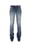 Diesel Distressed Stonewashed Denim Pantaboots In Denim