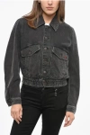 Diesel Denim De-tracy Jacket With Logoed Buttons In Black