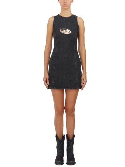 Diesel De-ferriz Logo Mini Dress In Black