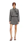 Diesel Denim Dress With Embroidered Patches In Gray