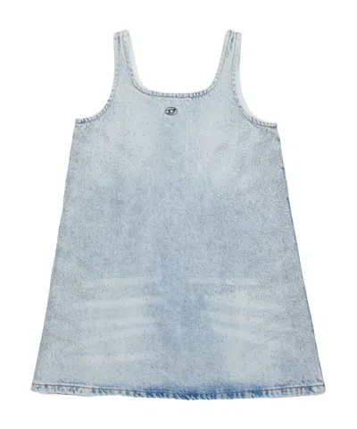 DIESEL DIESEL KIDS OVAL-D LOGO PLAQUE SLEEVELESS MINI DRESS