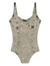 Diesel Bodysuit "cami-dnm" In Grey