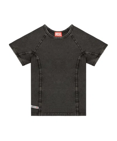 Diesel Denim-effect Top In Stretch Jersey In Black