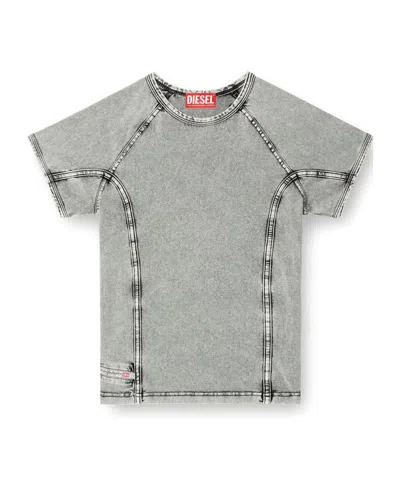 Diesel Denim-effect Top In Stretch Jersey In Grey