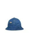 Diesel Denim Fisherman Hat With Oval D Patch In Blue
