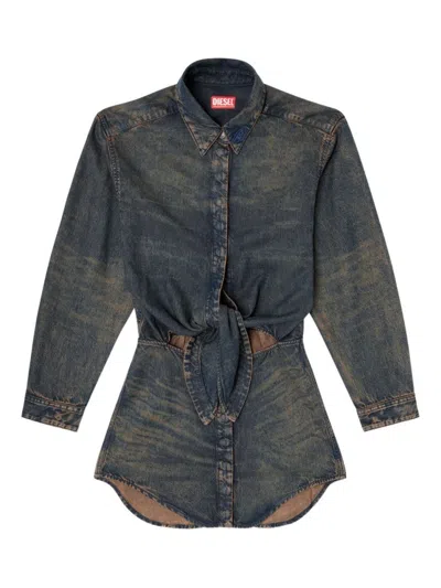 Diesel Denim-inspired Mini Dress With Button-down Front In Blue