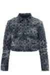 Diesel Textured Cropped Blazer Long Sleeves In Gray