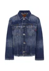 Diesel Denim Jacket For Kids With Logo In Blue