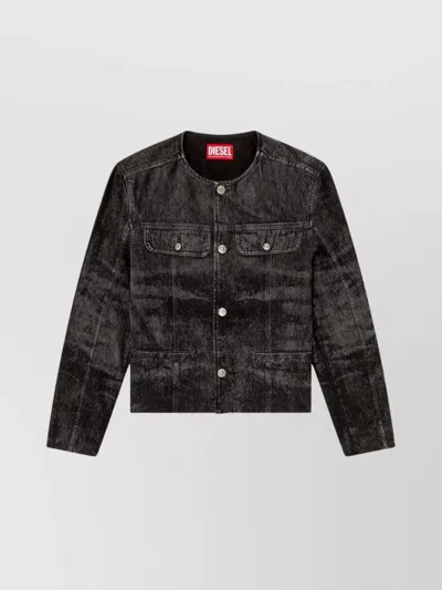 DIESEL DENIM JACKET WITH CHEST AND FLAP POCKETS