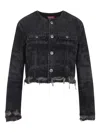 Diesel Jacket In Lasered Cotton-hemp Denim