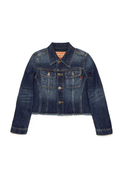 Diesel Kids' Raw-cut Denim Jacket In Blue