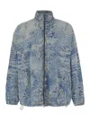 Diesel 'd-krap' Light-blue Worn Effect Jacket With Zip And Raised Collar In Light Blue