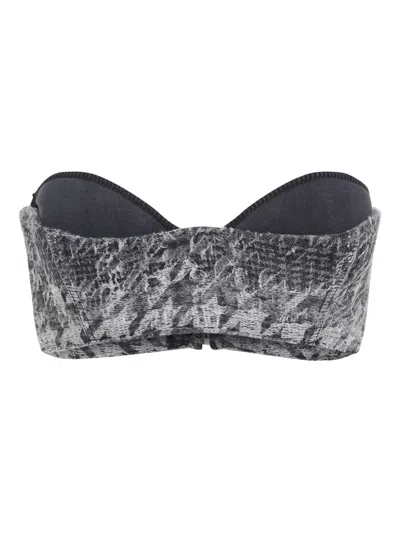 DIESEL DENIM-JACQUARD STRAPLESS TOP