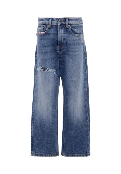 Diesel Kids' Denim Jeans For Boy With Logo In Blue