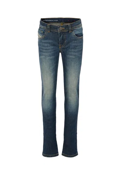 Diesel Kids' Denim Jeans For Girl With Logo In Blue