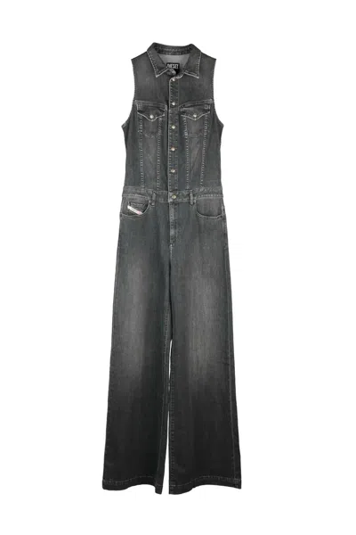 Diesel Denim Jumpsuit Tight Fit - Grey In Gray