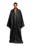Diesel Denim Kimono Coat With Coated Front In Black