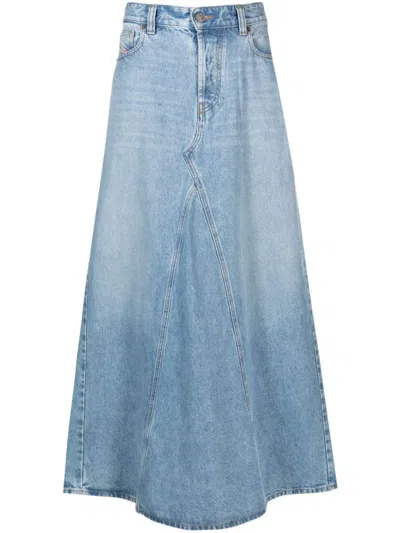 Diesel Denim Long Skirt In Blue