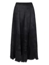 Diesel Full Skirt In Lasered Cotton-hemp Denim In Black