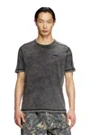 Diesel Denim-look Jersey T-shirt In Black