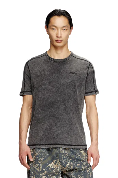 Diesel Denim-look Jersey T-shirt In Black