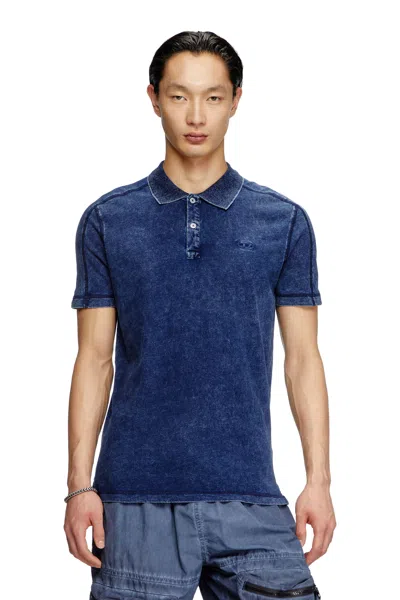 Diesel Denim-look Polo Shirt In Blue